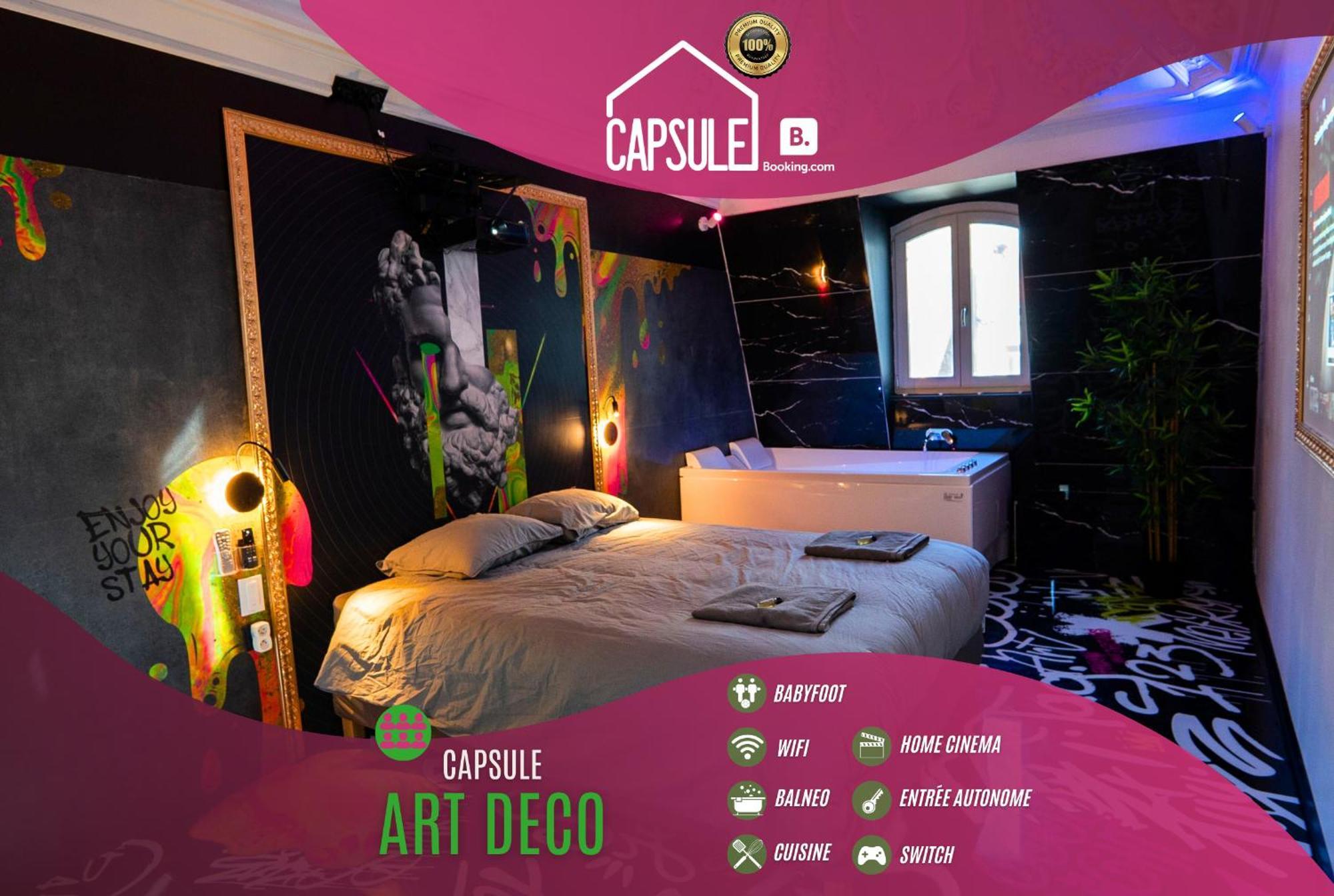 Capsule Art Deco - Jacuzzi - Netflix - Home Cinema - Arcade De Jeux & Nintendo Switch - 2 Chambres - Filet Suspendu 瓦朗西纳 外观 照片